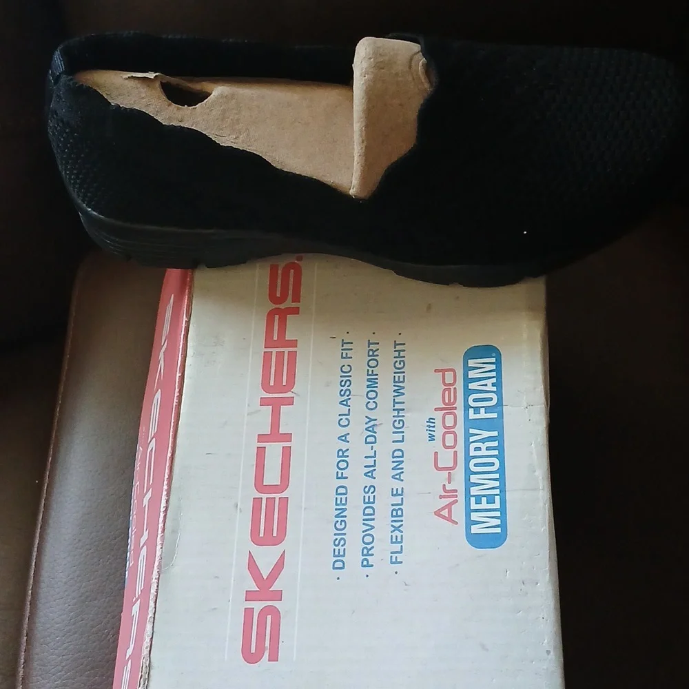Skechers Black Flats with Breathable Knit Upper - Picture 2 of 5
